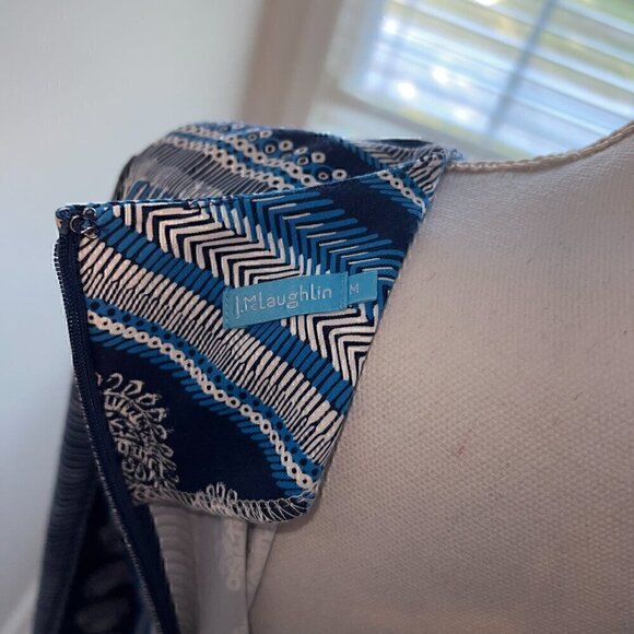 J. Mclaughlin Blue Catalina Cloth 3/4 Sleeve Sophia Dress - Size M - No Flaws! - Picture 5 of 6